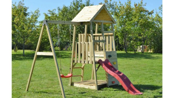 J4 Gyerektorony csúszdával, homokozóval és egy hintával